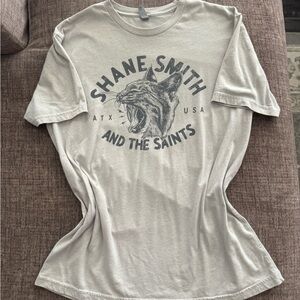 & Other Stories Light Gray Graphic Tee with Dark Gray Band Logo